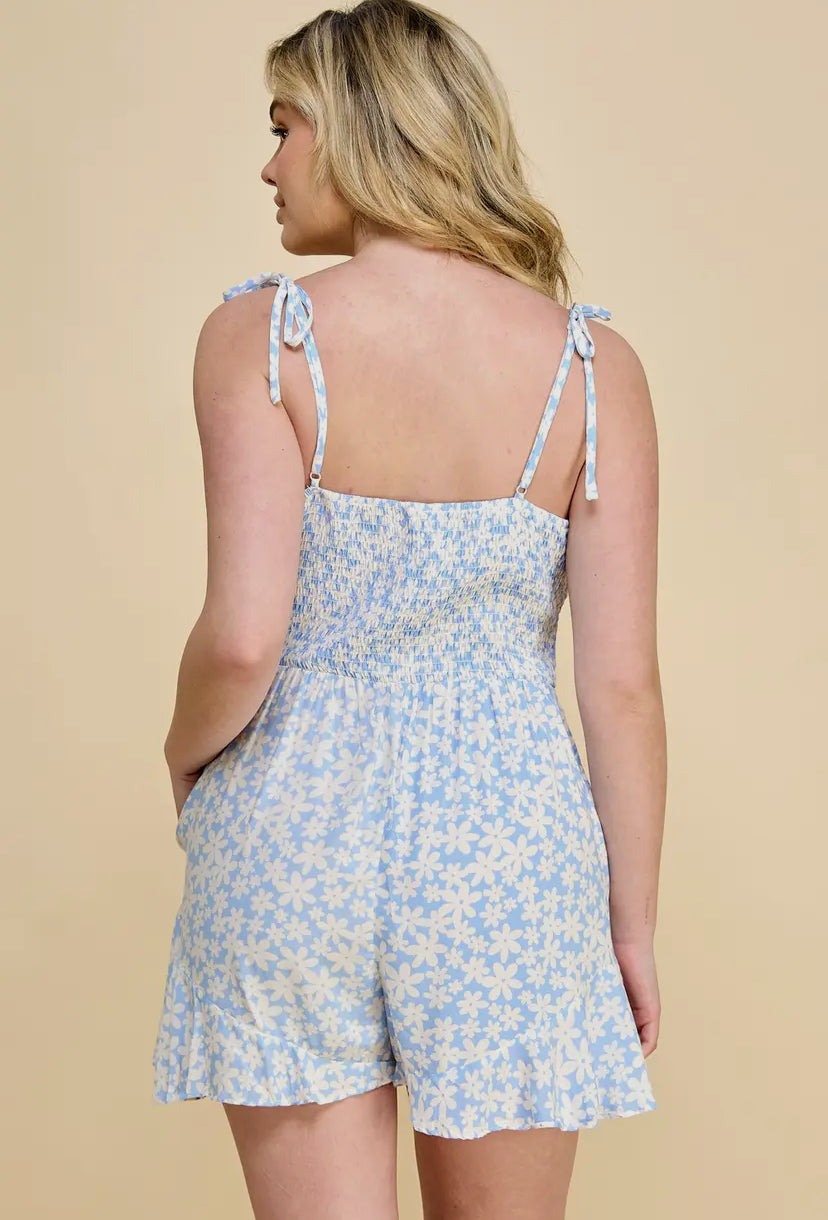 Blue Floral Romper