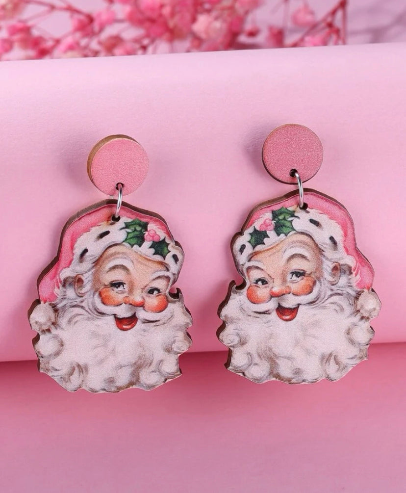 Pink Santa Earrings