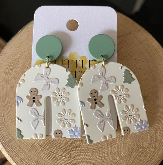 Gingerbread- Green Earrings