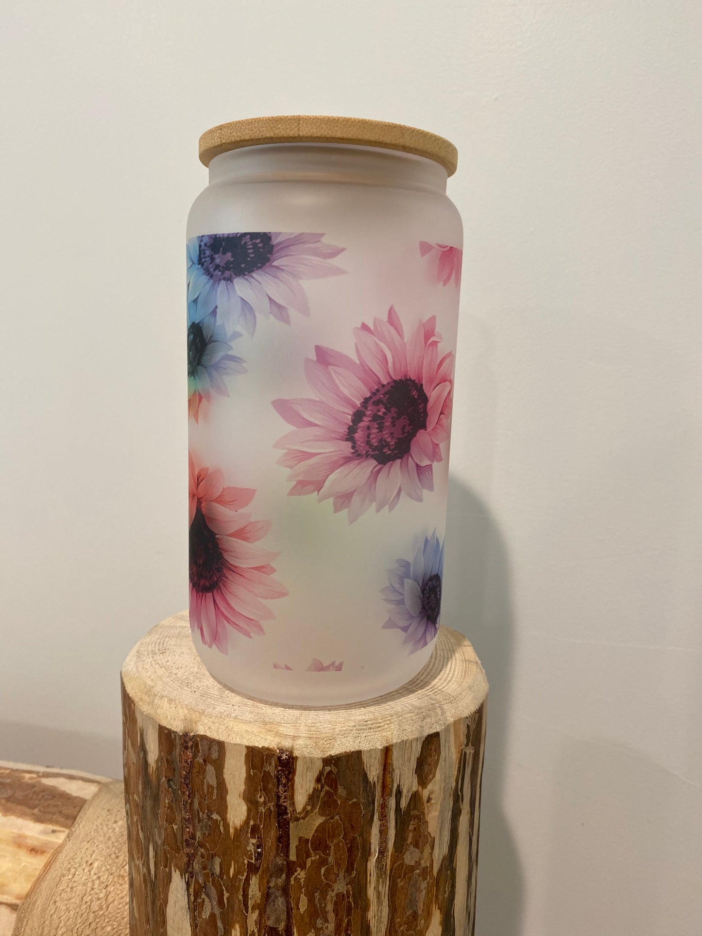 Watercolor Daisies Glass Cup