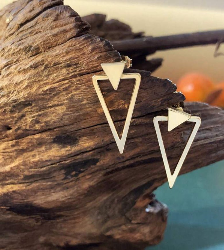 Gold Triangle Earrings